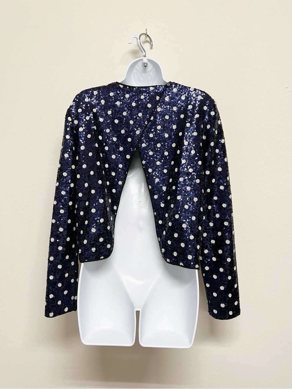 Baum Und Pferdgarten Womens Navy Sequin Polka Dot Long Sleeve Jiza Top Size S - Picture 7 of 11